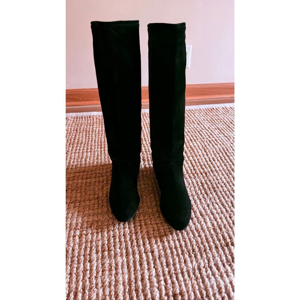 Charles Jourdan Vintage Black Knee High Boots Size 7B Minimalist Pull On